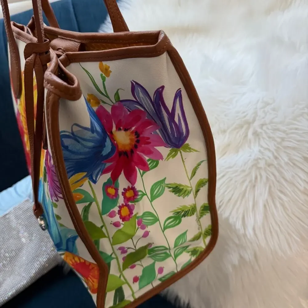 BRIGHTON Large Purse/Tote bag Floral Violet Suncatcher w/ keychain - Picture 5 of 11